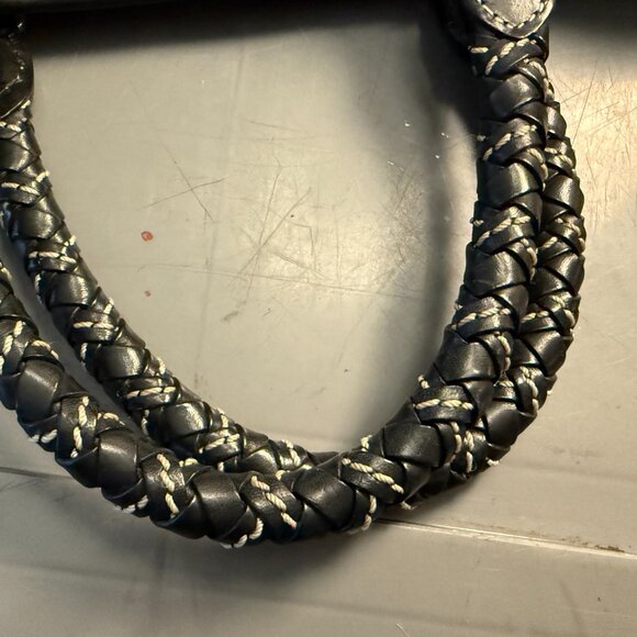 Brighton natural woven bag with black leather twisted handles. - Picture 6 of 15